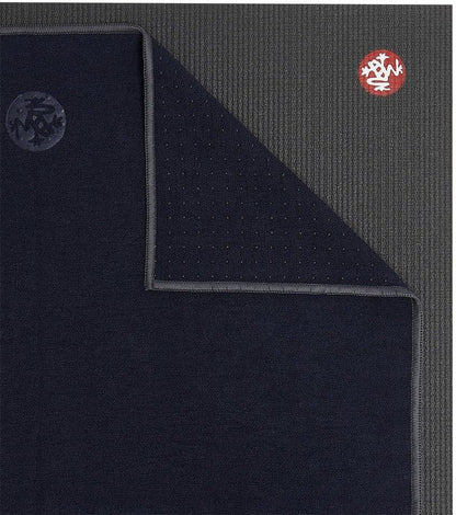 Manduka Yogitoes Yoga Hand Towel - 16" | Moisture Activated Grip | Patented Silicone Nubs | Highly Absorbent, Durable & Easy Care | Compact Size for Hot Yoga, Pilates | 16 x 24 Inches | Midnight