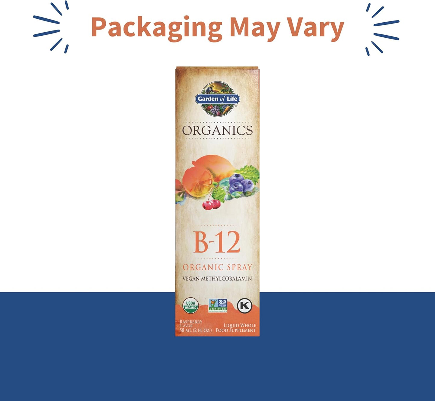 Garden of Life Organics B-12 Spray with Methylcobalamin – Liquid Vitamin Spray for Energy, Metabolism & Heart Health Support, Raspberry Flavor, 2 Fl Oz Bottle, 140 Servings