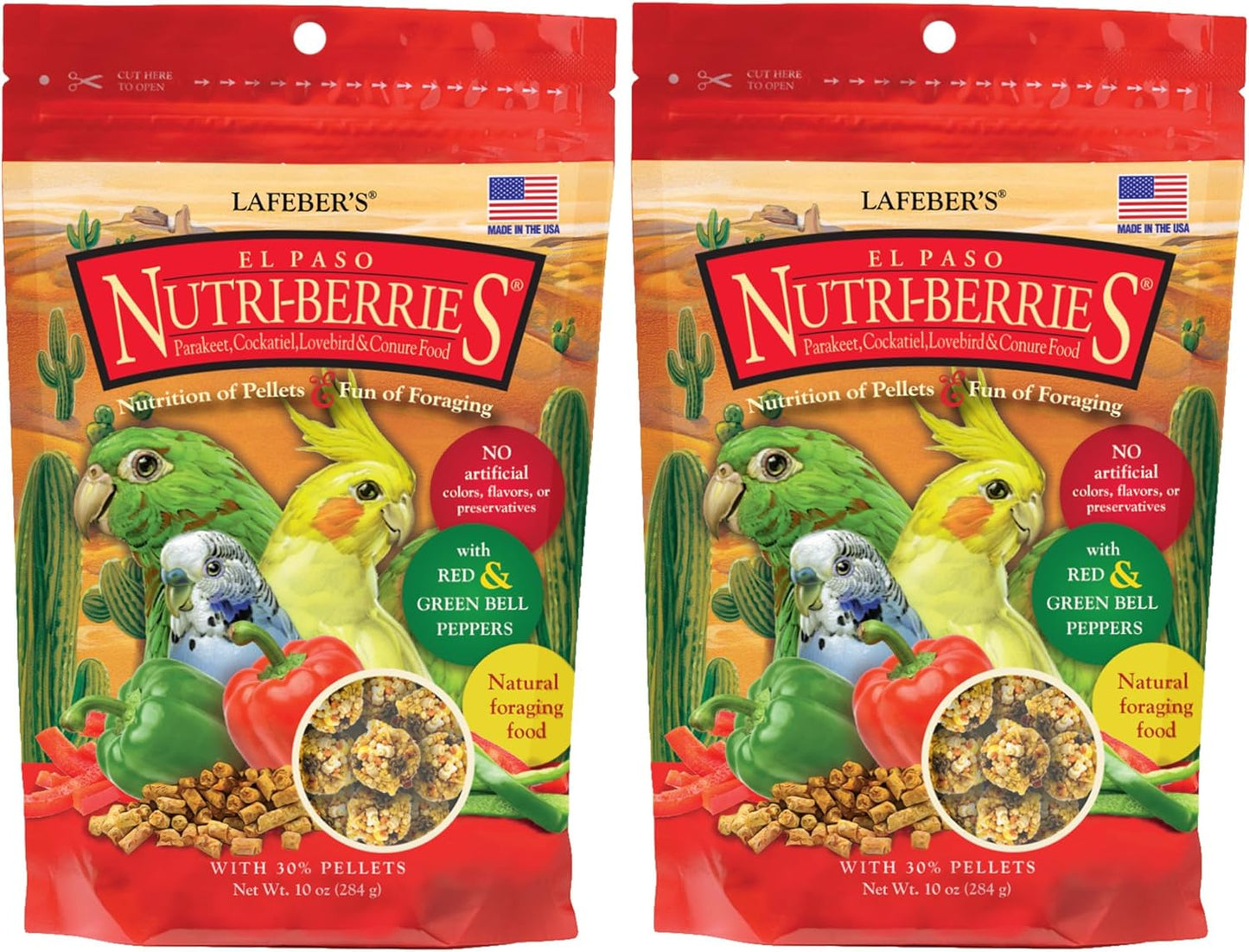 LAFEBER'S El Paso Nutri-Berries Pet Bird Food, Made with Non-GMO and Human-Grade Ingredients, for Small Birds, 10oz (Pack of 2)
