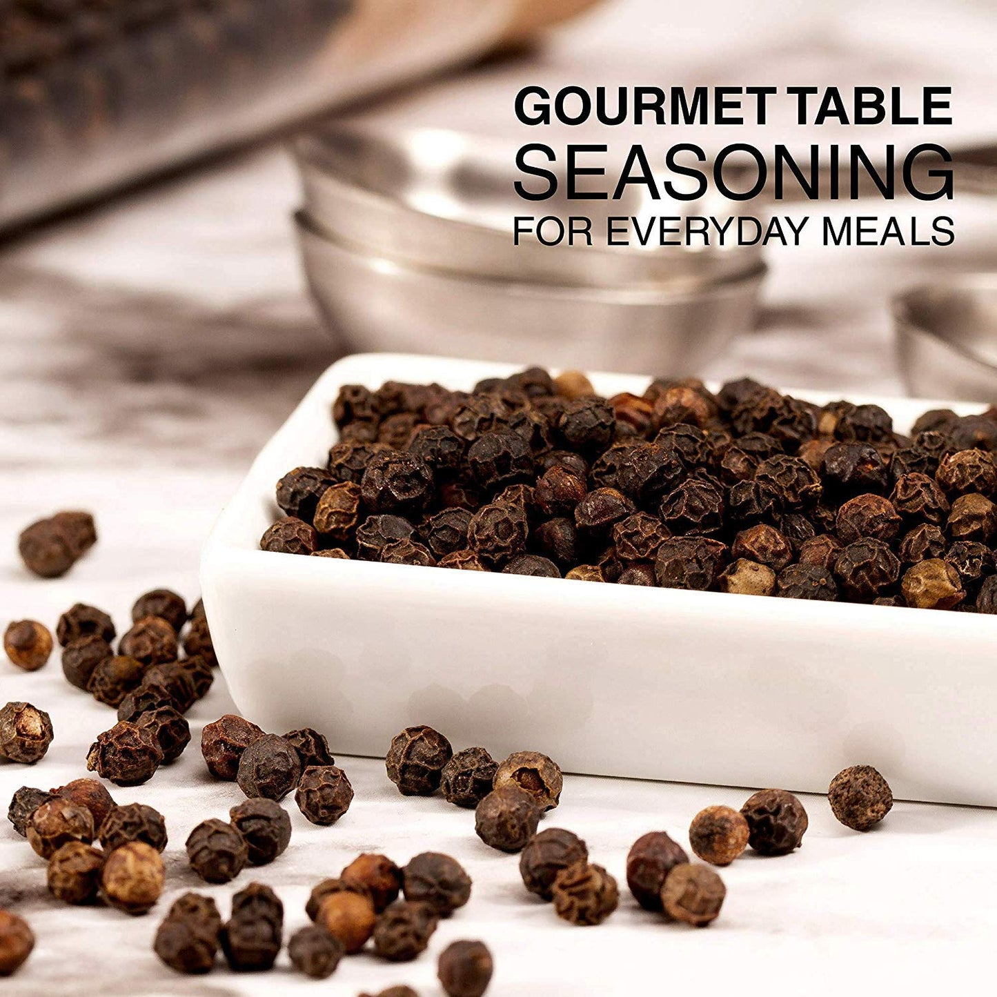 The Spice Lab - Black Tellicherry Peppercorns for Grinder Packed in the USA - Steam Sterilized Kosher Non-GMO All Natural Black Pepper 5015 (4 oz Resealable Bag)