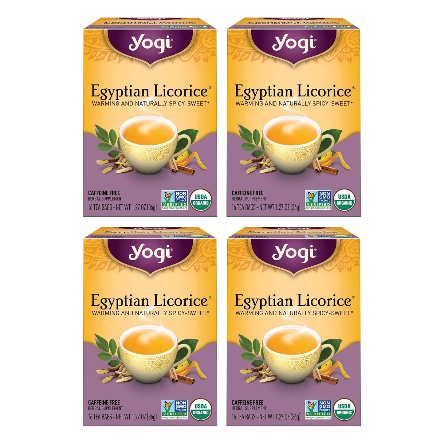 Yogi Tea Egyptian Licorice Tea - 16 Tea Bags per Pack (4 Packs) - Organic Licorice Tea Bags