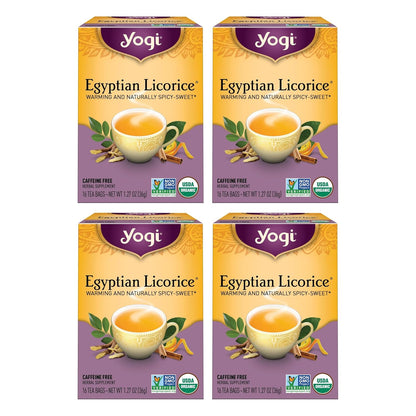 Yogi Tea Egyptian Licorice Tea - 16 Tea Bags per Pack (4 Packs) - Organic Licorice Tea Bags