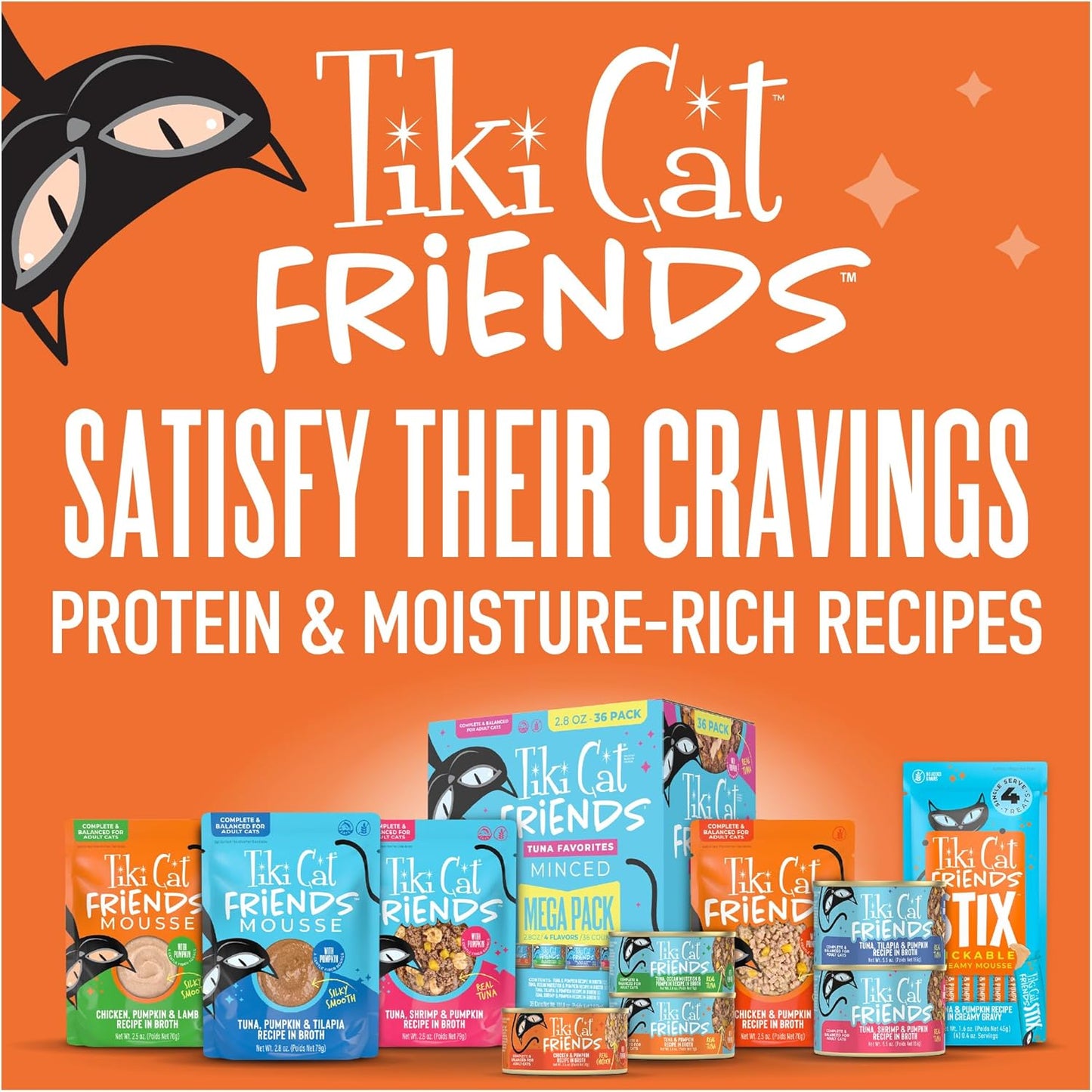 Tiki Cat Friends Chicken Variety Pack, High Protein & High Moisture Wet Cat Food for Adult Cats, 2.5 oz. Pouch (12 Count)