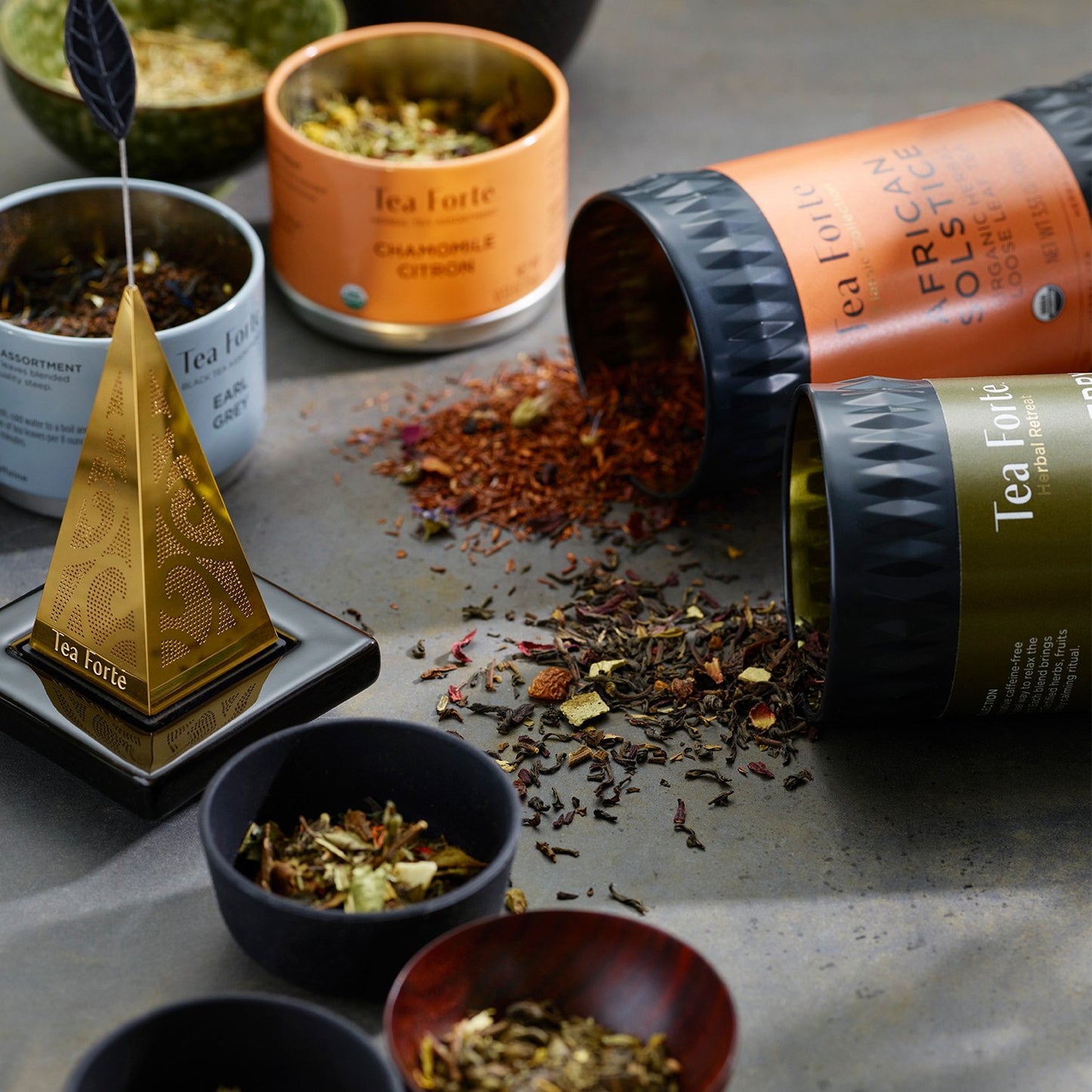 Tea Forte Ginger Lemongrass Premium Organic Loose Leaf Caffeine-Free Herbal Tea Blend Canister, Makes 35-50 Cups