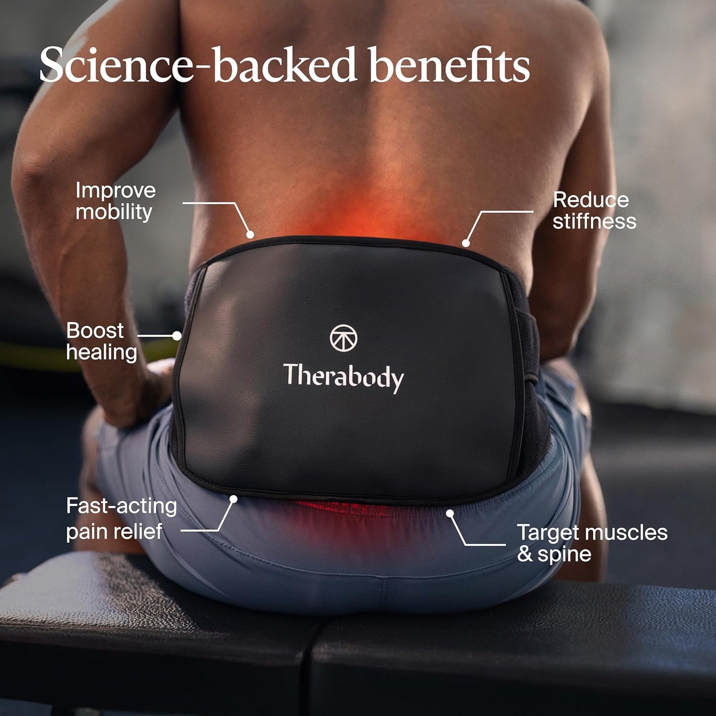Therabody ThermBack LED – 4-in-1 Back Wrap with Heat, Far Infrared, Vibration and LED Light Therapies for Lower Back Pain Relief