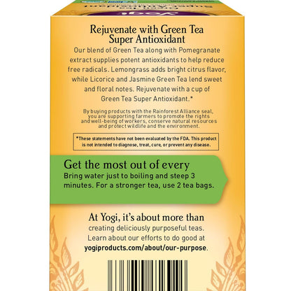 Yogi Tea Green Tea Super Antioxidant - 16 Bags per Pack (4 Packs) Organic Antioxidant Support