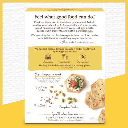 Simple Mills Organic Seed Crackers, Everything, Gluten Free, Flax Seed, Sunflower Seeds, Corn Free, Low-Calorie Snacks, Plant Based, Nutrient Dense, 4.25oz, 3 Count
