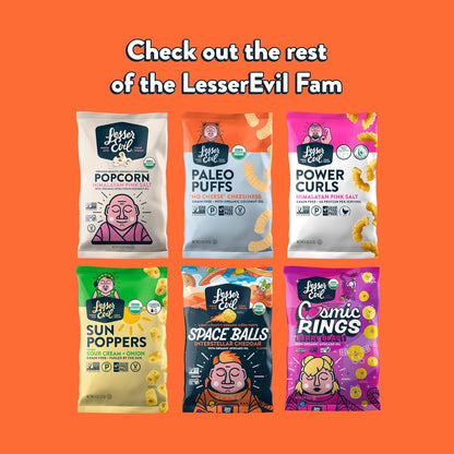 LesserEvil Sweet Potato Apple Lil' Puffs, Organic Snacks for Kids, Rice-Free, 0g Sugar Per Serving, 2.5 Oz, Pack of 5