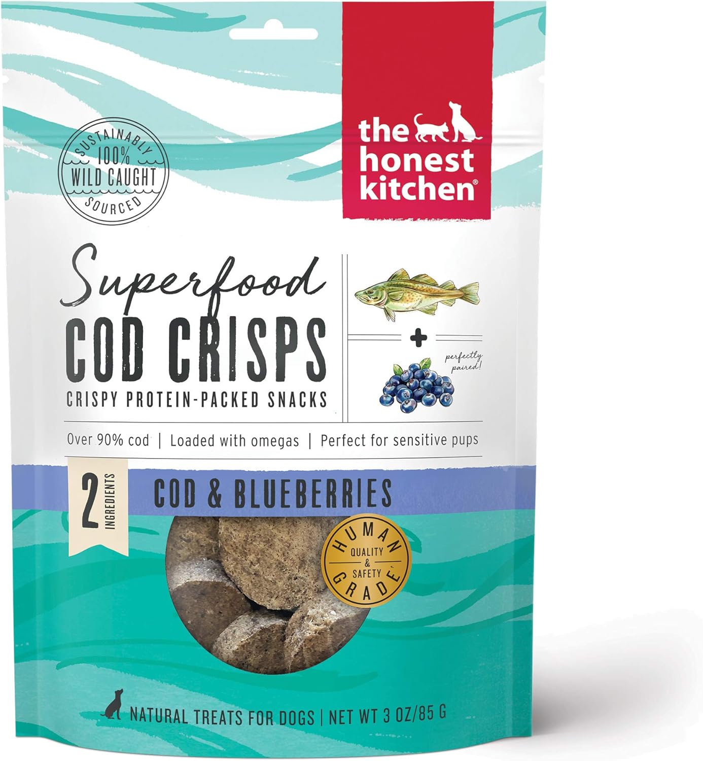 The Honest Kitchen Superfood Cod Crisps: Cod & Blueberry, 3 oz