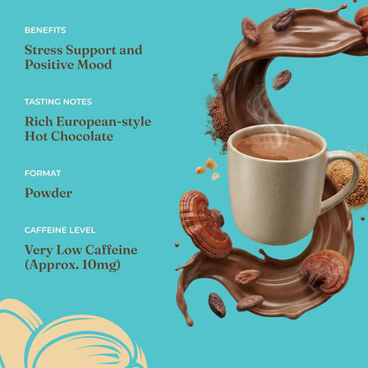 Four Sigmatic Mushroom Hot Cacao Mix with Reishi | Organic Reishi Mushroom, Cinnamon, Cardamom, Reduces Anxiety & Stress, Improves Sleep | USDA Organic | Vegan & Paleo (2 Packs of 10 Packets)