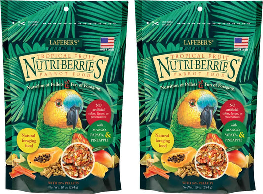 LAFEBER'S Tropical Fruit Nutri-Berries Pet Bird Food, Made with Non-GMO and Human-Grade Ingredients, for Parrots (10 oz Pack of 2)