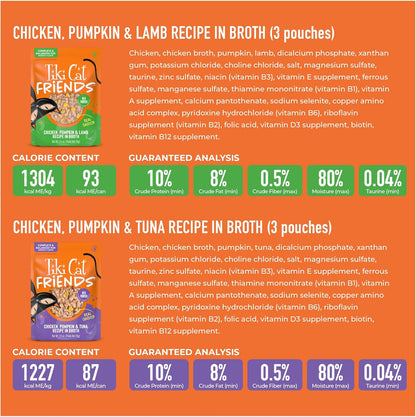 Tiki Cat Friends Chicken Variety Pack, High Protein & High Moisture Wet Cat Food for Adult Cats, 2.5 oz. Pouch (12 Count)