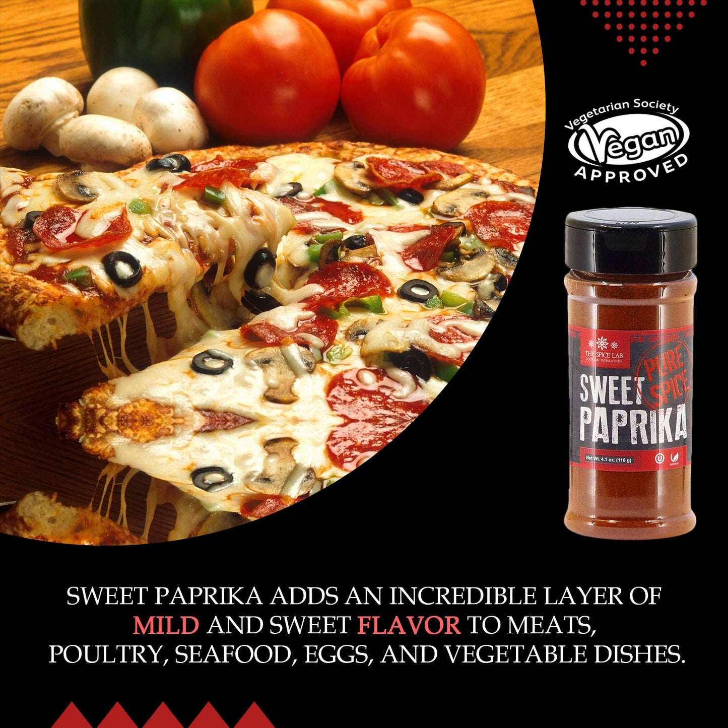 The Spice Lab Sweet Paprika Powder - High Color ASTA 120+ - 2.1 oz French Jar – Premium Gourmet Spanish Paprika Powder - Vegan All Natural Kosher Non GMO Gluten Free Spice – Rich in Antioxidants