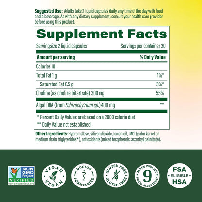 MegaFood Baby & Me 2 Prenatal Vitamins for Women, DHA & Choline Supplements, Liquid DHA and Choline for Baby's Brain and Eye Development During Pregnancy, Vegan, 60 Capsules (30 Servings)