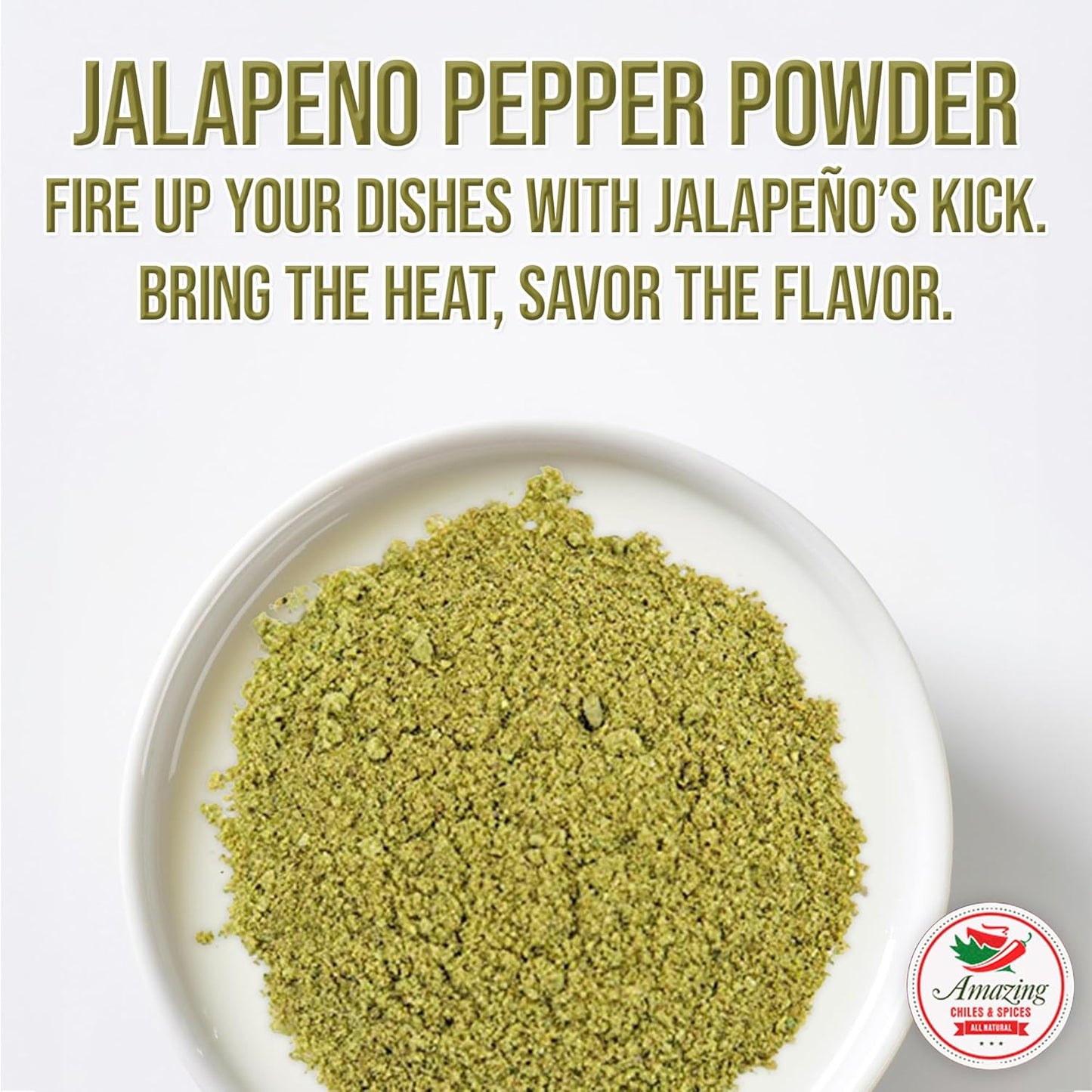 Jalapeno Powder Seasoning 4oz – Natural and Premium. Great For Chili, Salsa, Spice Blends, Stews, Tacos, Corn Bread. Medium to High Heat - fruity, spicy hot flavor. By Amazing Chiles & Spices.