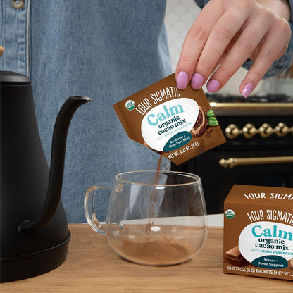 Four Sigmatic Mushroom Hot Cacao Mix with Reishi | Organic Reishi Mushroom, Cinnamon, Cardamom, Reduces Anxiety & Stress, Improves Sleep | USDA Organic | Vegan & Paleo (2 Packs of 10 Packets)