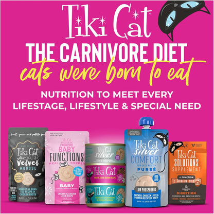 Tiki Cat Friends Mousse Chicken Variety Pack, High Protein & High Moisture Wet Cat Food for Adult Cats, 2.5 oz. Pouch (12 Count)