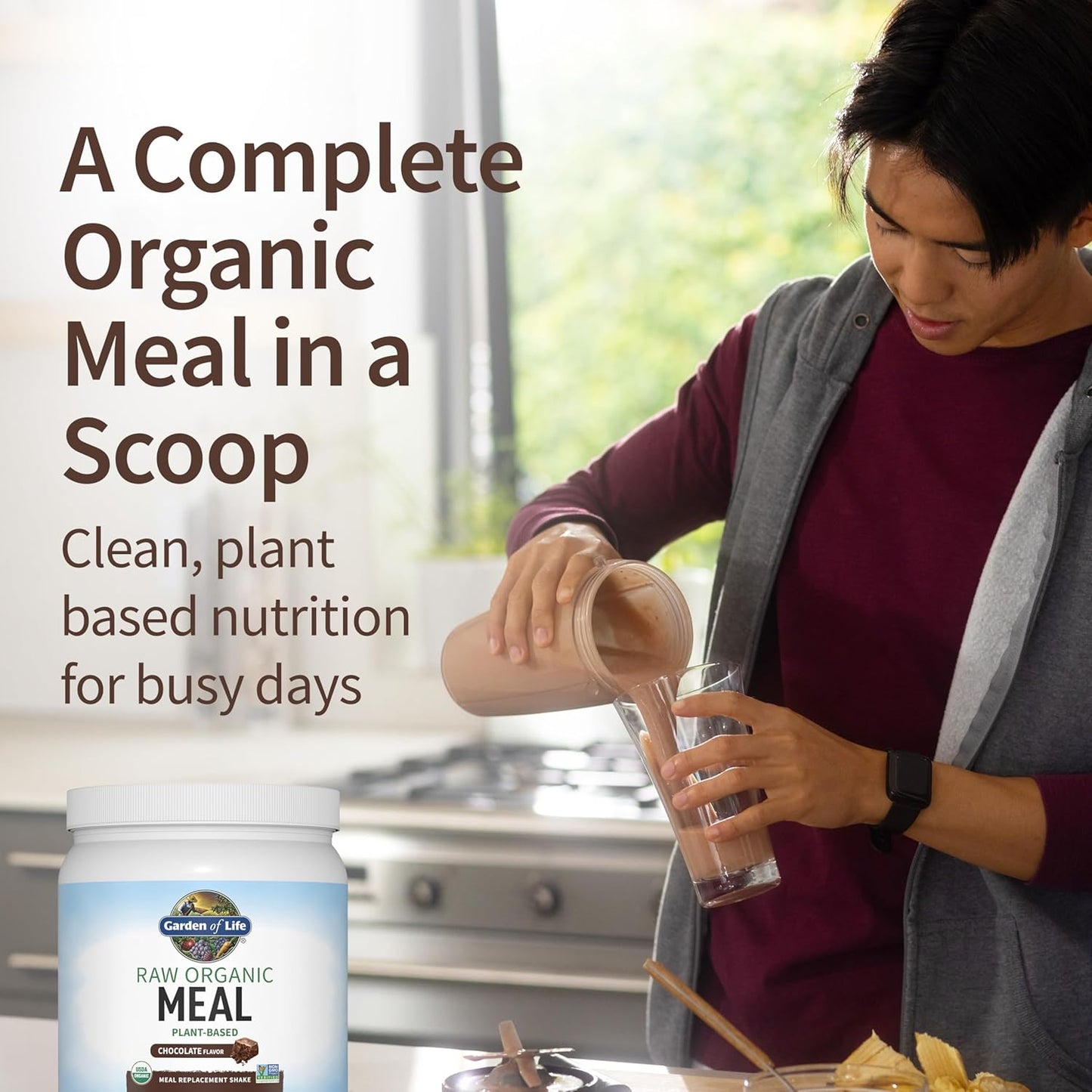 Garden of Life Meal Replacement Shakes, Raw Organic, Chocolate Protein Powder with Plant Based Pea Protein, Sprouts, Greens, Probiotics, Dairy Free 14 Servings