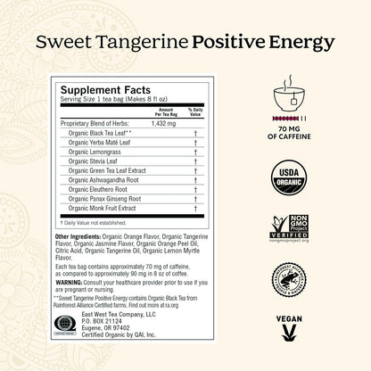 Yogi Sweet Tangerine Positive Energy Tea - 16 Tea Bags per Pack (4 Packs) - Organic Tangerine Energy Tea