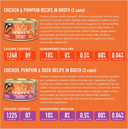Tiki Cat Friends Chicken Variety Pack, High Protein & High Moisture Wet Cat Food for Adult Cats, 2.5 oz. Can (12 Count)