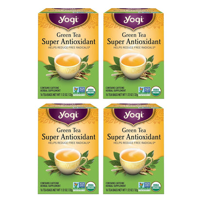Yogi Tea Green Tea Super Antioxidant - 16 Bags per Pack (4 Packs) Organic Antioxidant Support