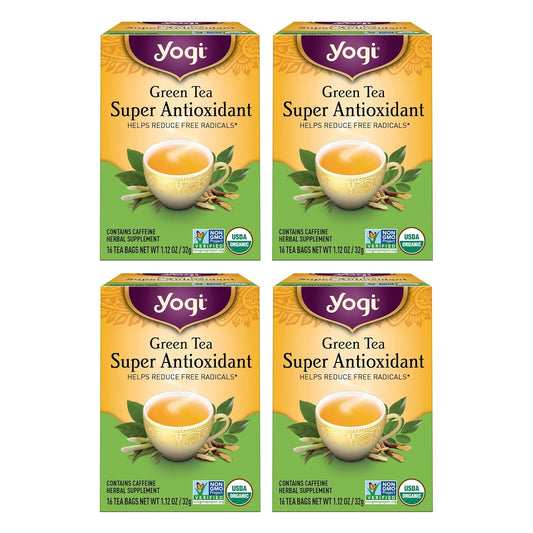 Yogi Tea Green Tea Super Antioxidant - 16 Bags per Pack (4 Packs) Organic Antioxidant Support