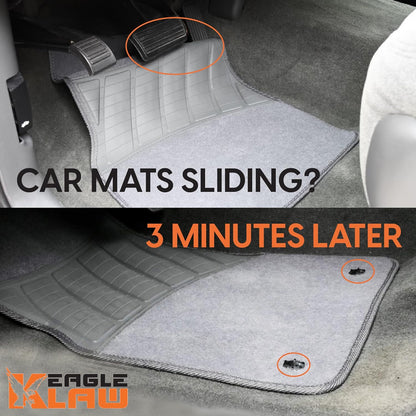 Eagle Klaw 2.0 Floor Mat Clips (8 Sets) for Car Mats and Floor Liners - Made in USA Car Accessories - Black - 4 Car Floor Mats kit Without Cutter