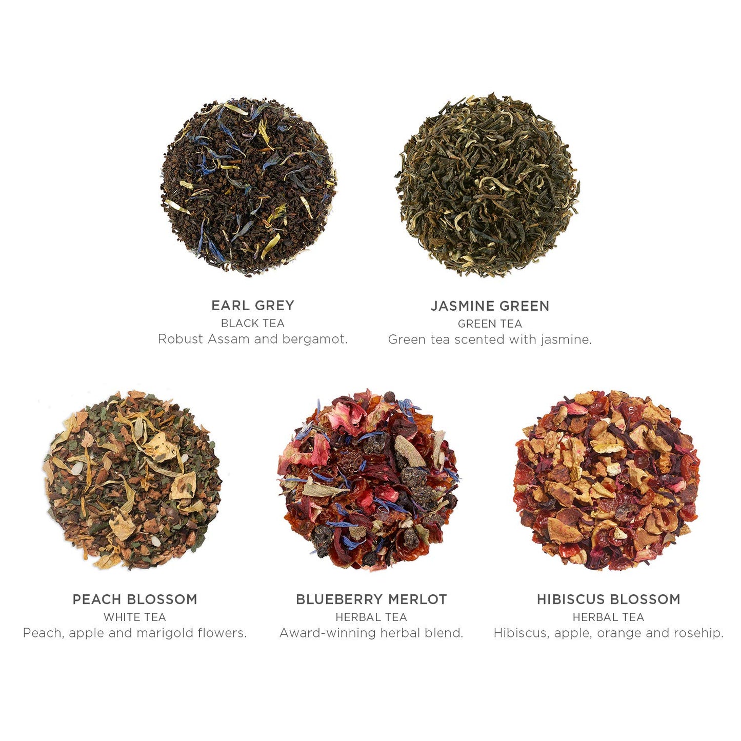 Tea Forte Premium Petite Presentation Box Gift Set Sampler, 10 Count, 2 of Each Blend Individually Wrapped Handcrafted Pyramid Infuser Bags, Fleur Tea
