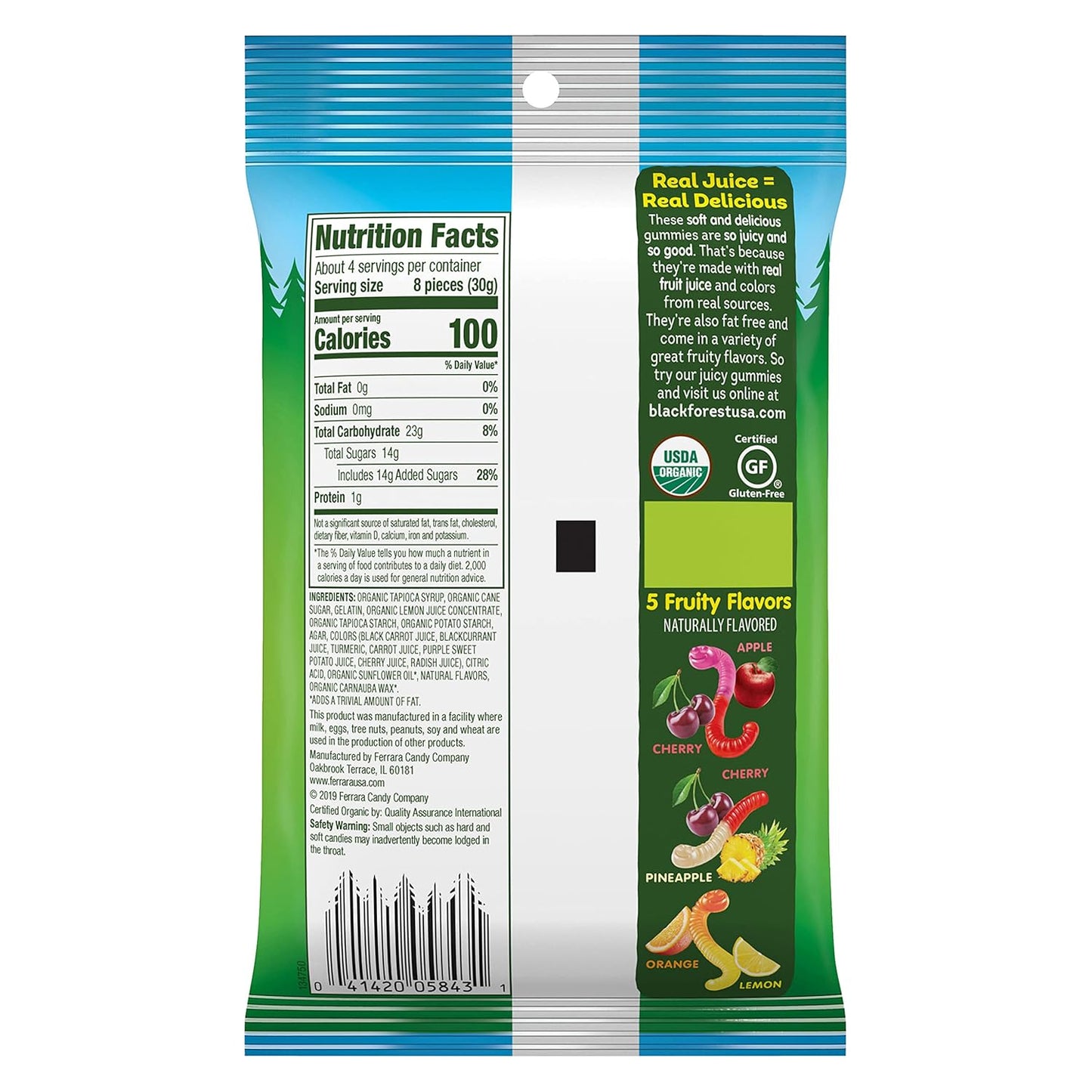 Black Forest Organic Gummy Bears Candy, 0.8 Ounce Pouches (65 Count)