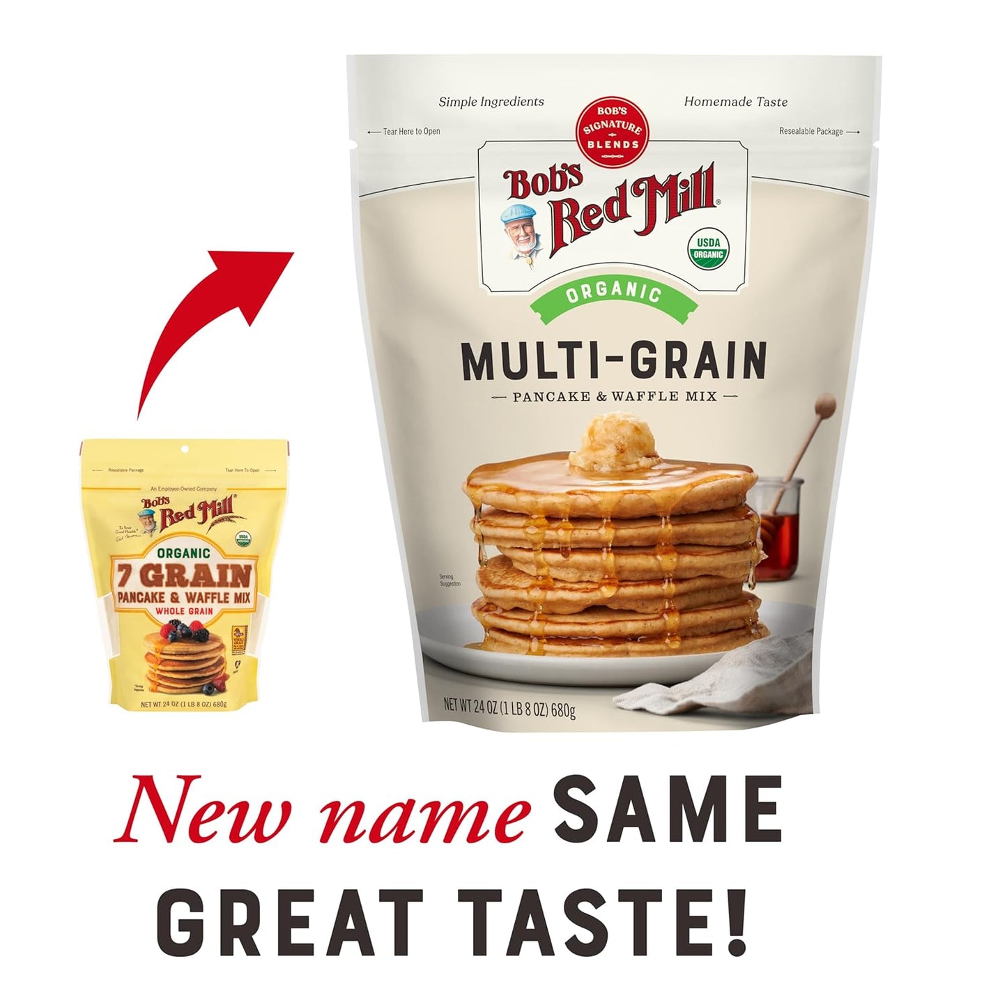 Bob's Red Mill Organic 7 Grain Pancake & Waffle Mix, 24oz (Pack of 1) - Organic, Whole Grain, Kosher