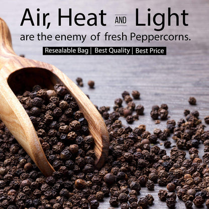 The Spice Lab - Black Tellicherry Peppercorns for Grinder Packed in the USA - Steam Sterilized Kosher Non-GMO All Natural Black Pepper 5015 (18 Ounce Tub)
