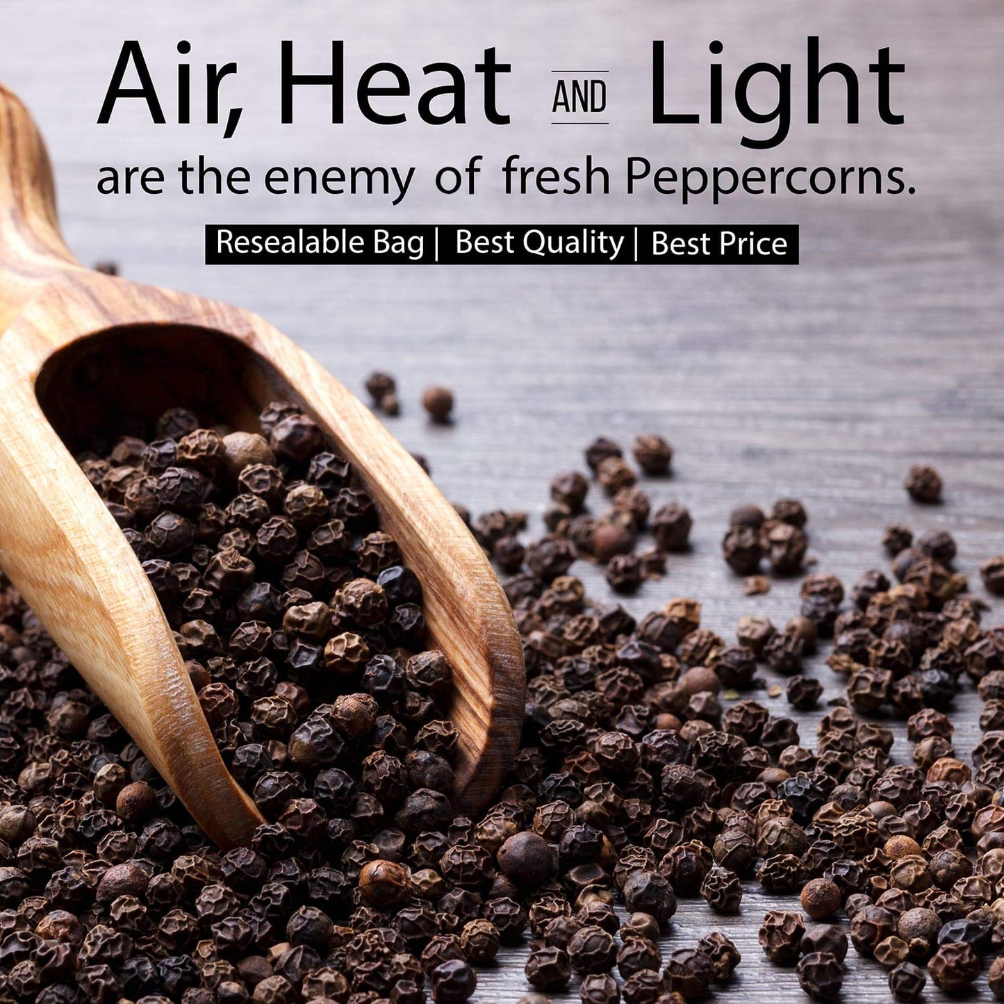 The Spice Lab - Black Tellicherry Peppercorns for Grinder Packed in the USA - Steam Sterilized Kosher Non-GMO All Natural Black Pepper 5015 (4 oz Resealable Bag)