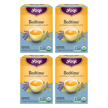 Yogi Tea Bedtime Tea - 16 Tea Bags per Pack (4 Packs) - Chamomile & Passionflower Herbal Tea Blend
