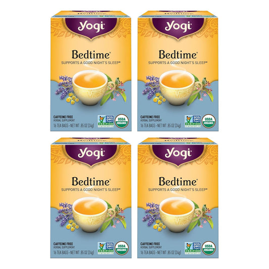 Yogi Tea Bedtime Tea - 16 Tea Bags per Pack (4 Packs) - Chamomile & Passionflower Herbal Tea Blend