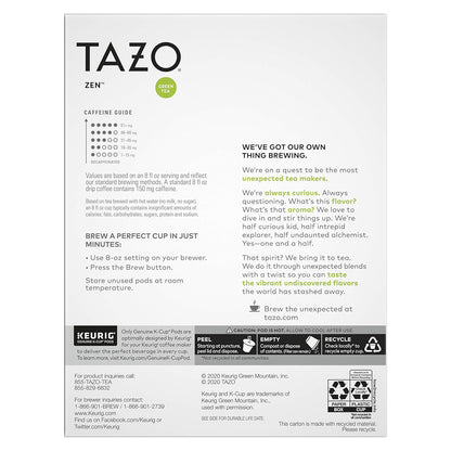 TAZO Zen Green Tea K-Cups, Green Tea Zen for Health and Wellness, 22 Pods