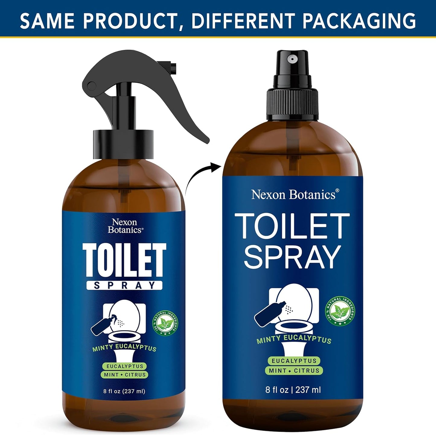 Minty Eucalyptus Toilet Spray 8 fl oz - Bathroom Air Freshener Spray and Travel Size - Eucalyptus, Mint, and Citrus - Nexon Botanics