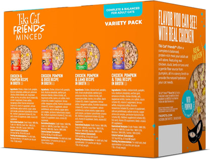 Tiki Cat Friends Chicken Variety Pack, High Protein & High Moisture Wet Cat Food for Adult Cats, 2.5 oz. Pouch (12 Count)