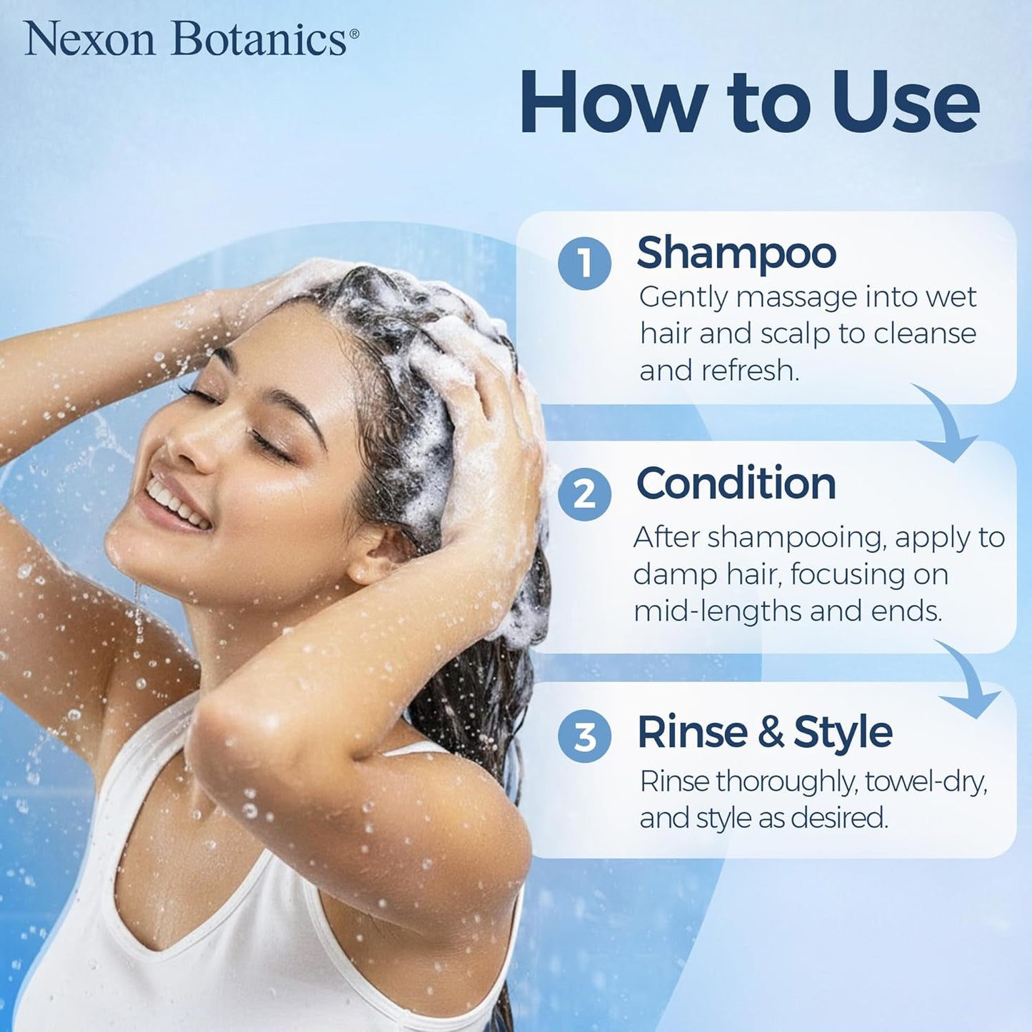Keratin Shampoo and Conditioner Set 16 fl oz Each - Strengthening & Smoothing Care for Dry, Damaged, Frizzy or Keratin-Treated Hair - Color Protecting - Champu Cabello con Keratina - Nexon Botanics