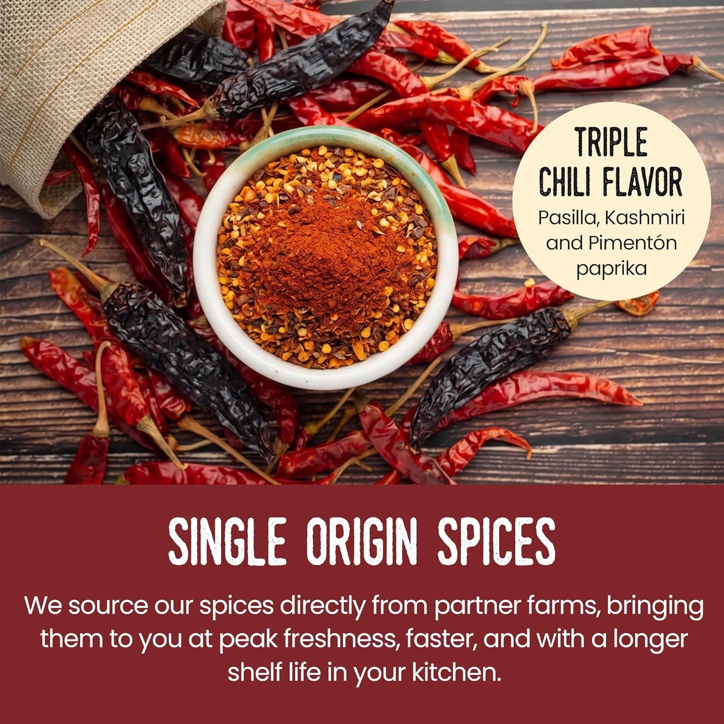 Burlap & Barrel Low & Slow Chili Powder – Smoky Pasilla, Kashmiri Chili & Smoked Paprika Blend for Chili, Tacos, Fries & Snacks – As seen on Shark Tank – 2.5oz Glass Jar