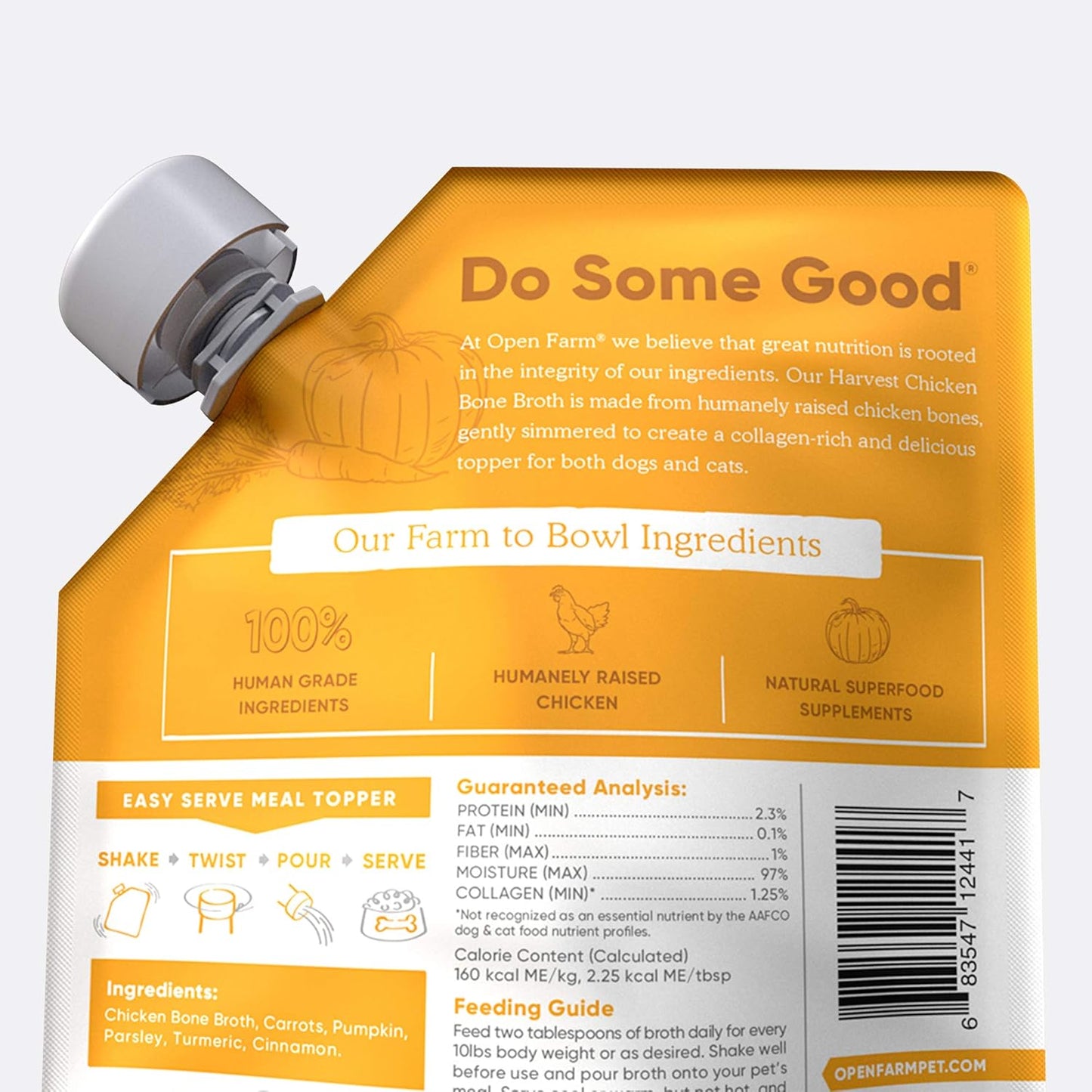 Open Farm, Chicken Bone Broth, Food Topper for Both Dogs and Cats with Responsibly Sourced Meat and Superfoods Without Artificial Flavors or Preservatives, 12oz