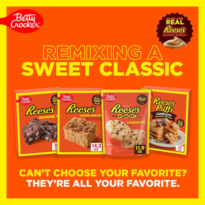 Betty Crocker REESE'S Peanut Butter Coffee Cake Mix with Mini REESE'S Peanut Butter Chips and Brown Sugar Streusel Topping, Holiday Baking, 14.2 oz