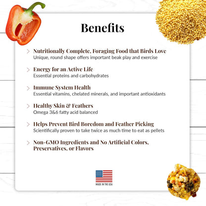 LAFEBER'S El Paso Nutri-Berries Pet Bird Food, Made with Non-GMO and Human-Grade Ingredients, for Small Birds, 10oz (Pack of 2)