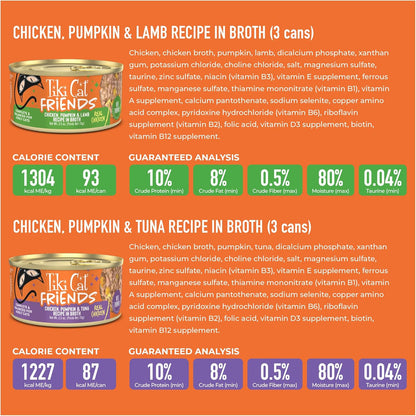 Tiki Cat Friends Chicken Variety Pack, High Protein & High Moisture Wet Cat Food for Adult Cats, 2.5 oz. Can (12 Count)