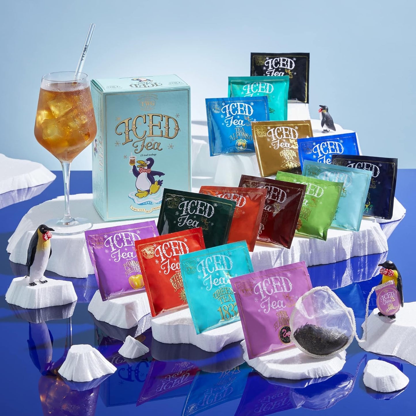 TWG Tea | Summer Holiday Iced Teabag Sampler | 15 Iced Hand Sewn Cotton Teabags | Gift Set