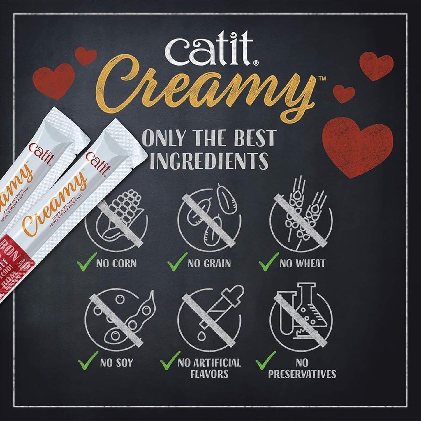 Catit Creamy Lickable Cat Treat – Healthy Variety of Flavors, 72 Pack, Hand-Feed or Serve, Nutrient-Rich Squeeze Tube, 0.5 oz Each