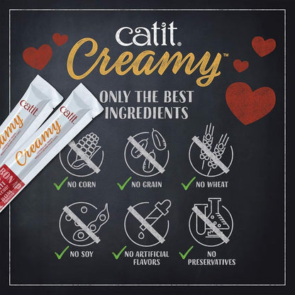 Catit Creamy Lickable Cat Treat – Healthy Variety of Flavors, 72 Pack, Hand-Feed or Serve, Nutrient-Rich Squeeze Tube, 0.5 oz Each