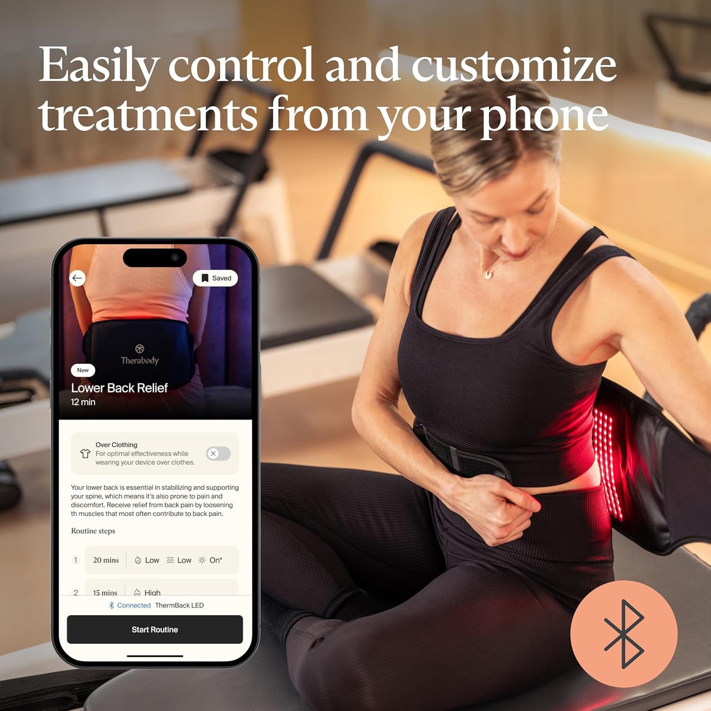 Therabody ThermBack LED – 4-in-1 Back Wrap with Heat, Far Infrared, Vibration and LED Light Therapies for Lower Back Pain Relief