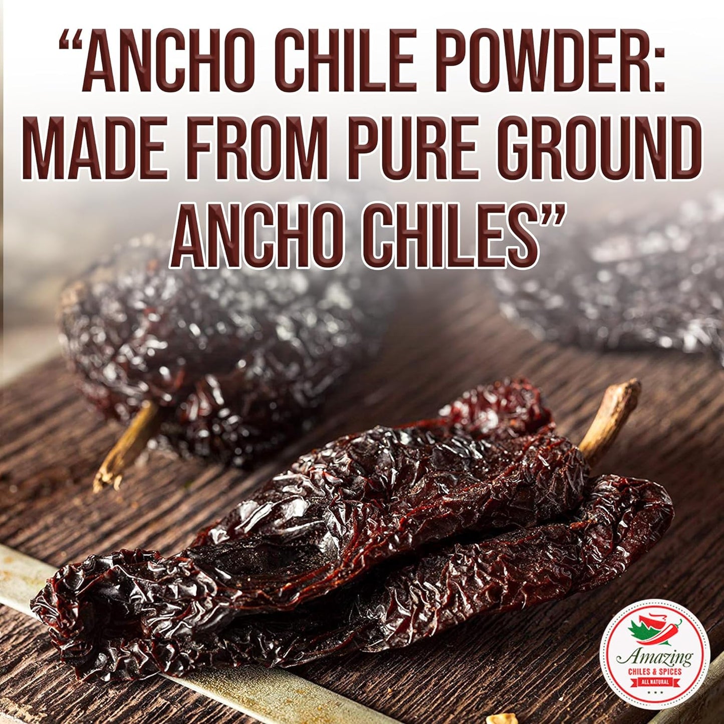Ancho Chile Pepper Powder Ground (4oz) – Natural and Premium. Great For Recipes Like Mexican Mole, Sauces, Stews, Salsa, Meats, Enchiladas. Mild to Medium Heat, Sweet & Smoky Flavor.
