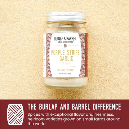 Burlap & Barrel Flavor Fusion: Sun-Dried Tomato Powder and Purple Stripe Garlic Bundle - Elevate Your Dishes with Savory Umami and Sweet Complexity!