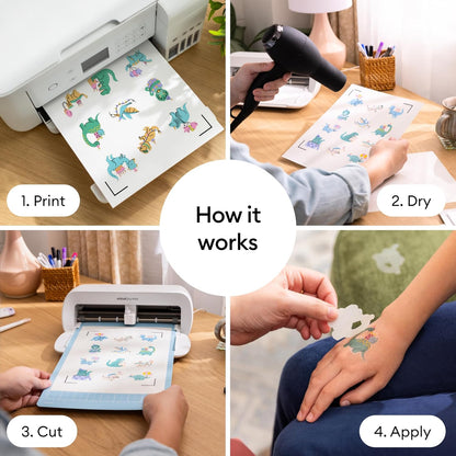 Cricut® Temporary Tattoo Paper for Inkjet Printers (8 Sheets, 8.5x11), Printable Tattoo Transfer Paper - Works with Joy Xtra, Explore, & Maker Machines